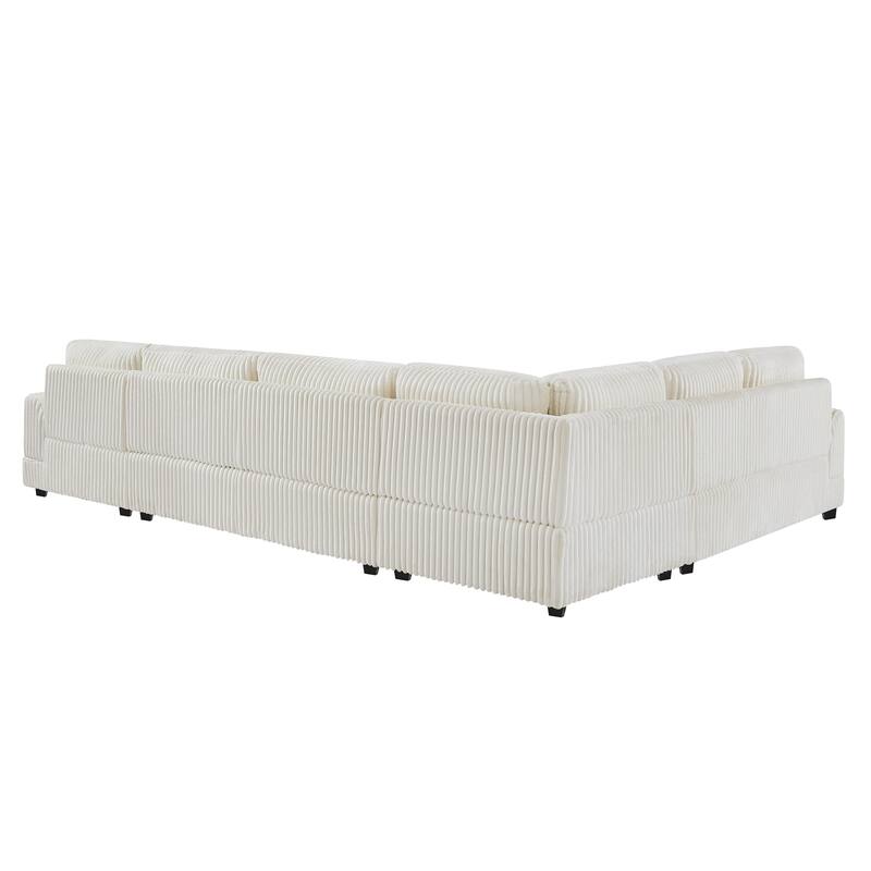 129.1" Corduroy U-Shaped Sectional Sofa with Chaise Lounge, Curved Armrests, and Premium Foam Cushions