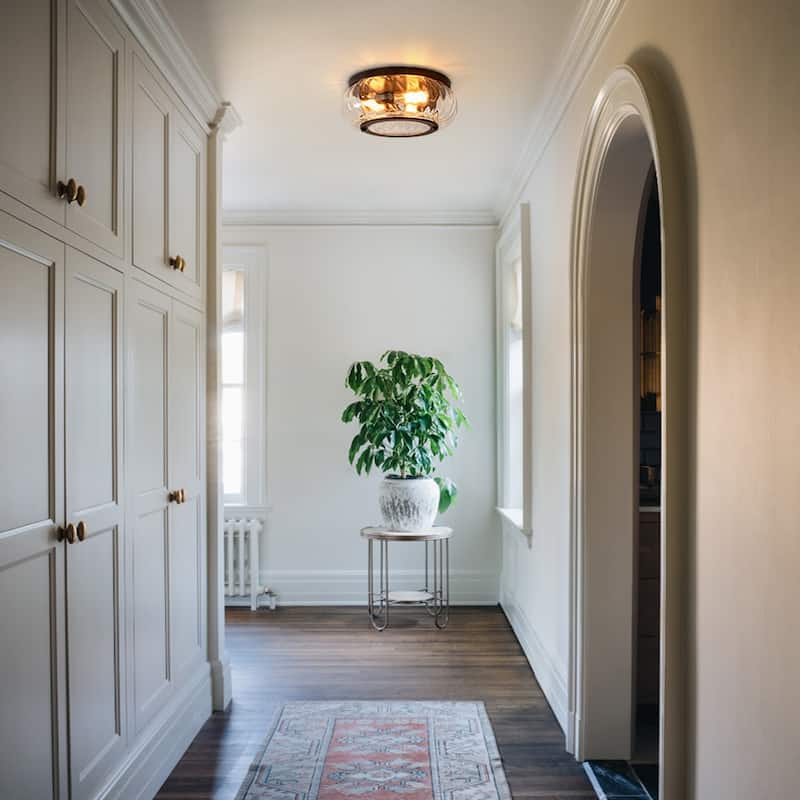 Oil Rubbed Bronze 3-Light Round Glass Flush Mount Ceiling Light