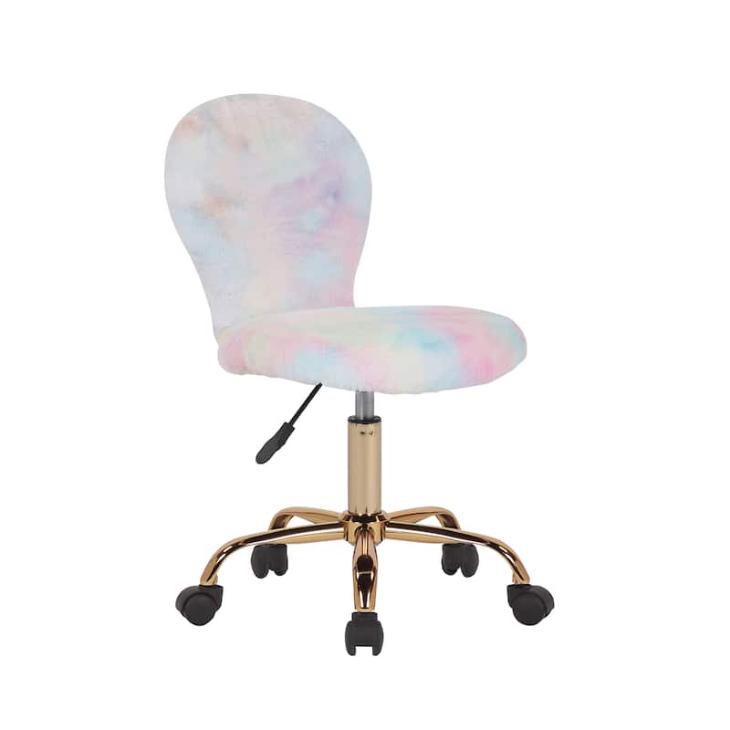 Porthos Home Esme Office Chair, Colorful Plush Fabric, Gold Metal Legs