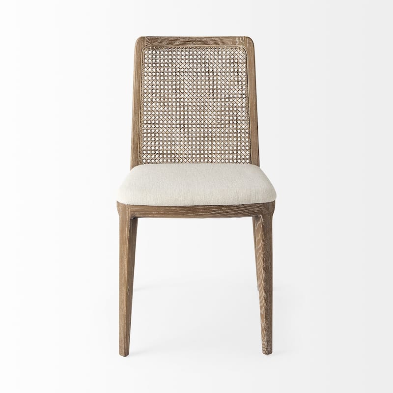 Light Uholstery and Cane Armless Dining Chair - 23" W x 34" H x 19" D