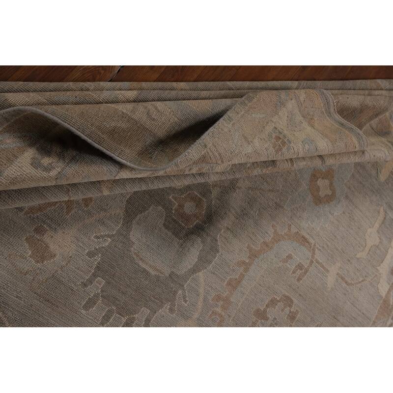 Floral Oushak Turkish Area Rug Handmade Vegetable Dye Wool Carpet - 9'0"x 11'5"