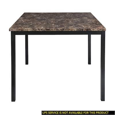 Counter Height Table 1pc Metal Frame Faux Mable Top Square Transitional