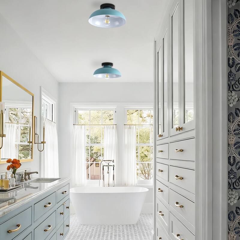 Semi Flush Mount Ceiling Light, Modern Ceiling Light Fixture for Kitchen Island Dining Room Foyer Hallway Porch Barn Loft