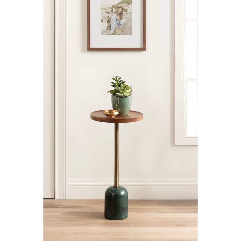 Kate and Laurel Shorrock Wood and Marble Side Table