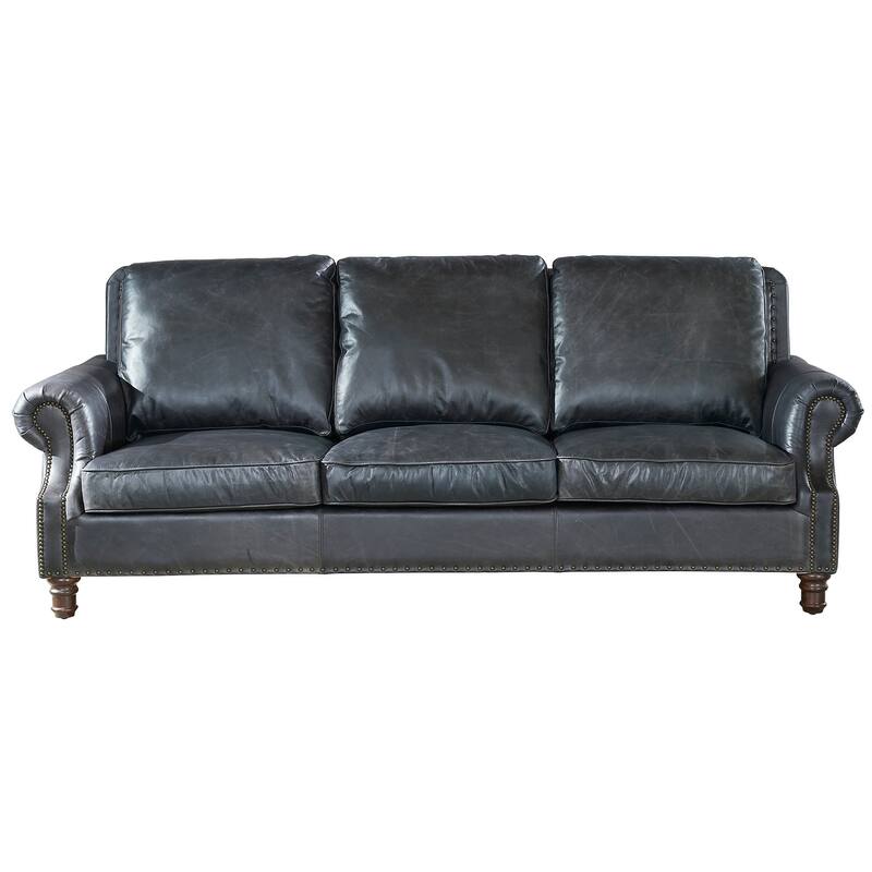 English Rolled Arm Sofa - Leather