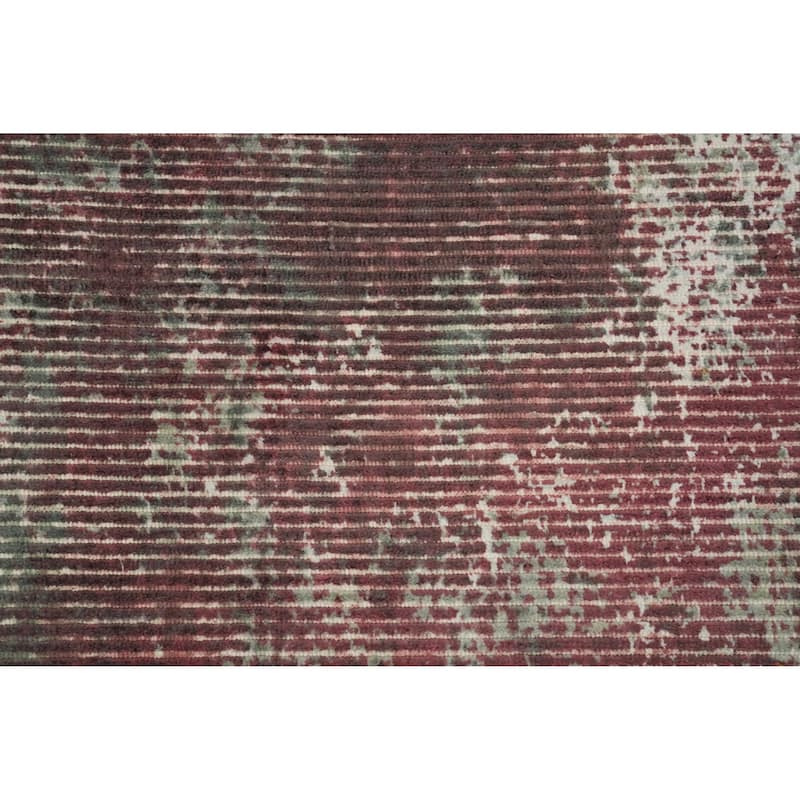 Hand Knotted Oriental Viscose Silk Carpet Modern All-Over Pink Abstract Area Rug - 7' 7'' X 5' 6''