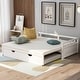 preview thumbnail 24 of 34, Extendable Daybed with Trundle, Wooden Platform Sofa Bed, Twin to King Size Extend Bed Furniture for Bedroom Living Room White - Twin