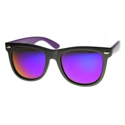 Large 2Tone Horn Rimmed Sunglasses Matte Black Color Mirrored Lens Uv400