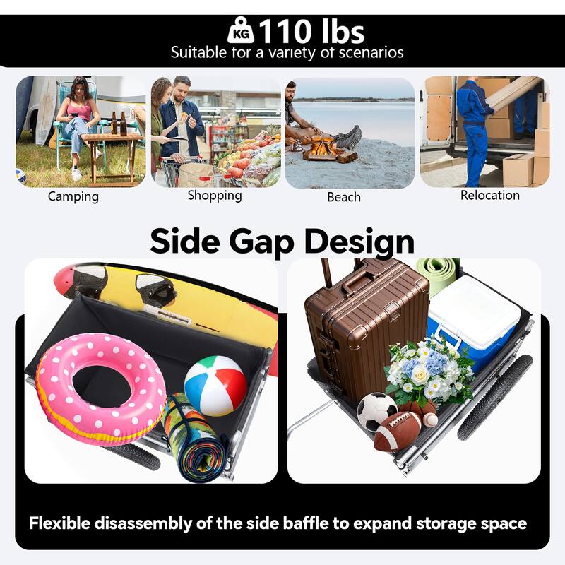 Bike Cargo Trailer, 110lbs Load Capacity, Heavy-Duty Bicycle Wagon Cart, Foldable Compact Storage, Featuring upgraded Fat tires