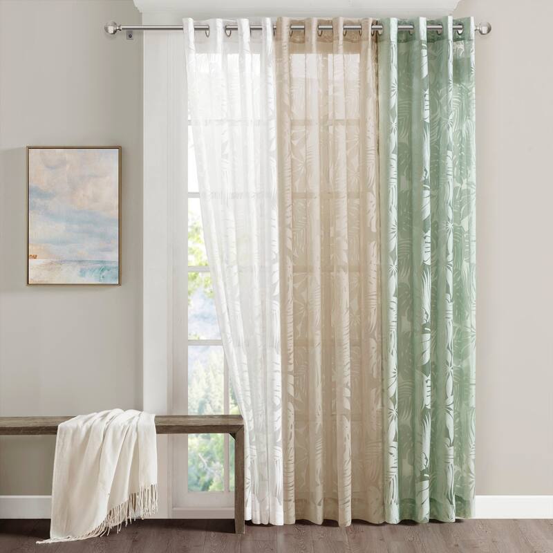 Palm Leaf Burnout Window Sheer - Sage Green - 95 Inches