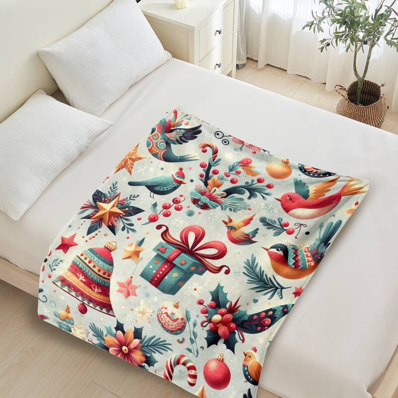 Christmas Throw Blanket Holiday Xmas Gift Fleece Blanket