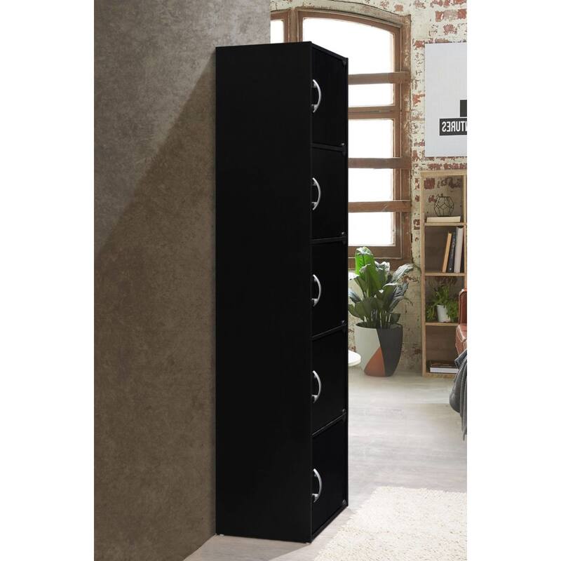 59" Black Multi-Purpose Bookcase with Doors