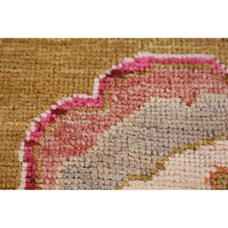 Hand Knotted Oriental 100% Wool Carpet Transitional All-Over Yellow & Gold Oushak Area Rug - 10' 2'' X 8' 2''