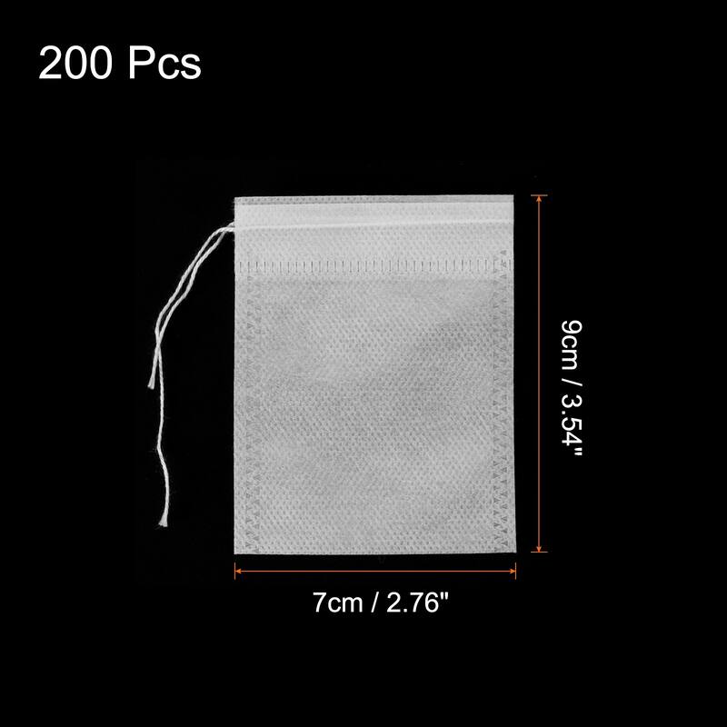 200 Pcs Disposable Tea Bags for Loose Leaf Tea, Tea Filter Bags - White - 3.5" x 2.8"