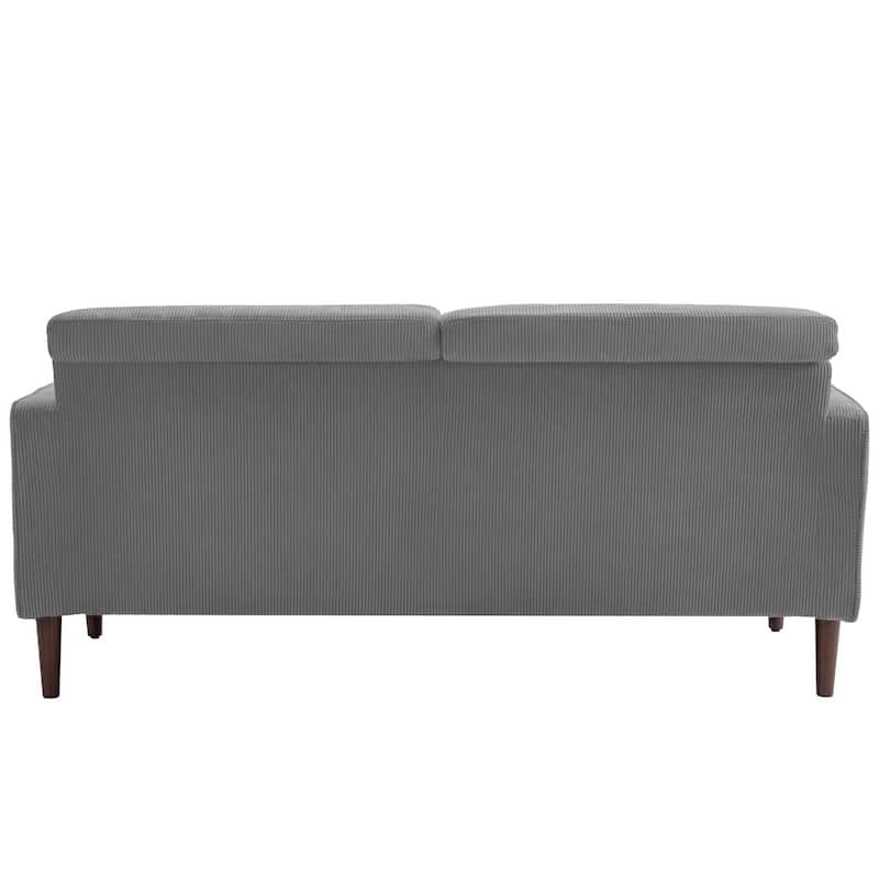 Modern Corduroy Upholstered 2 Seater Sofa with Bolster Pillows