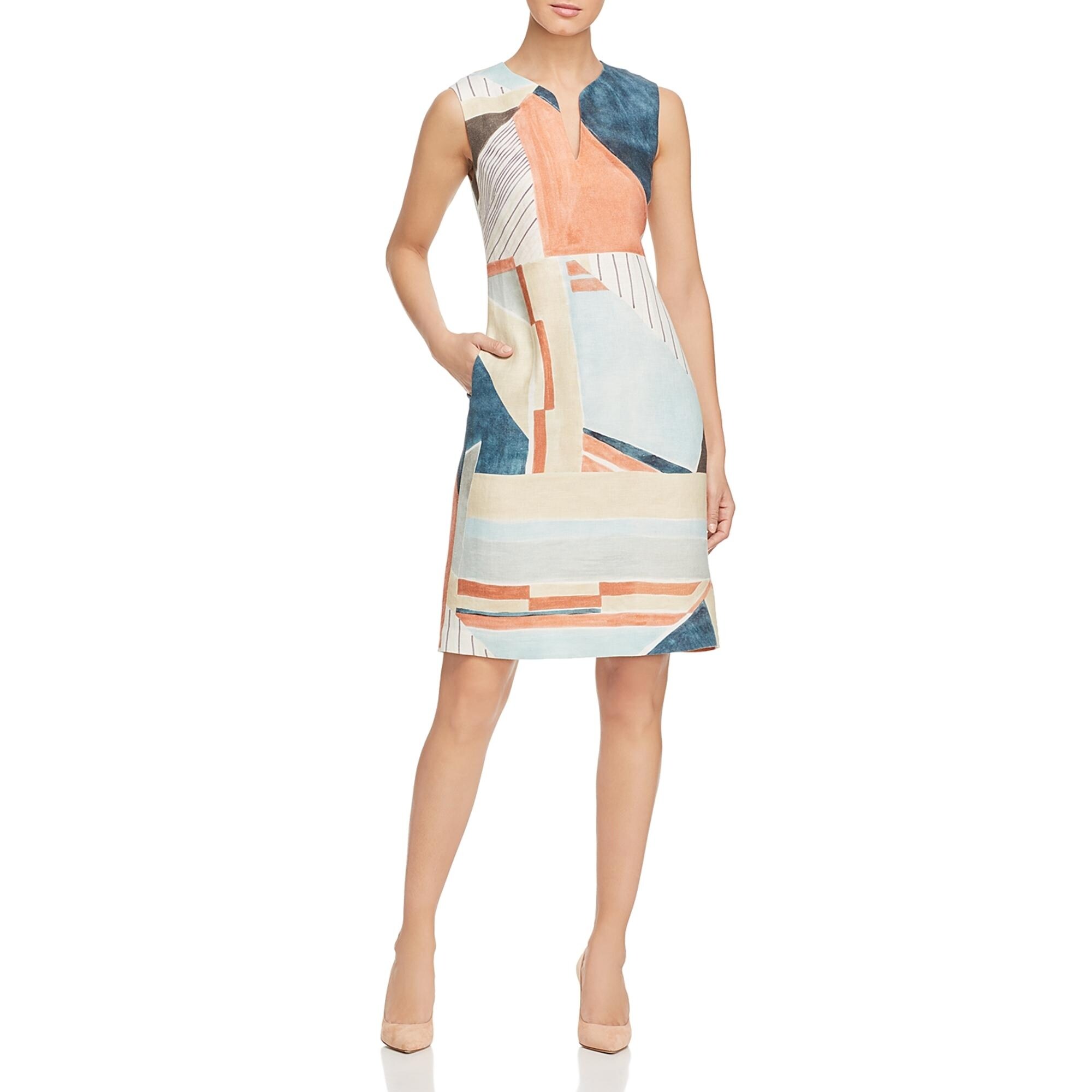 linen sleeveless shift dress