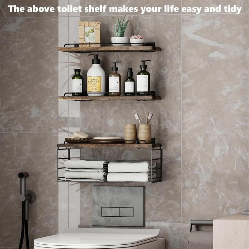 Floating Bathroom Shelves Over Toilet - 5.9"D x 16.2"W x 5.9"H