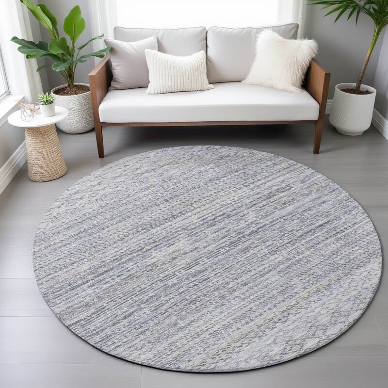Machine Washable Indoor/Outdoor Modern Trellis Chantille Rug