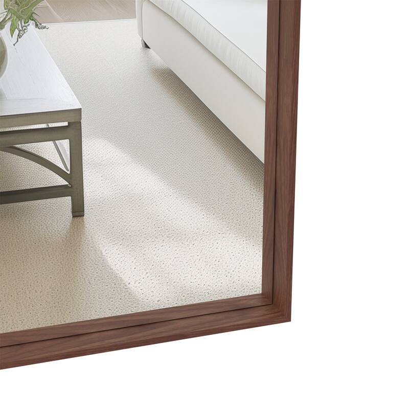 60"x40" Oversized Modern Rectangle Mirror with Walnut Frame