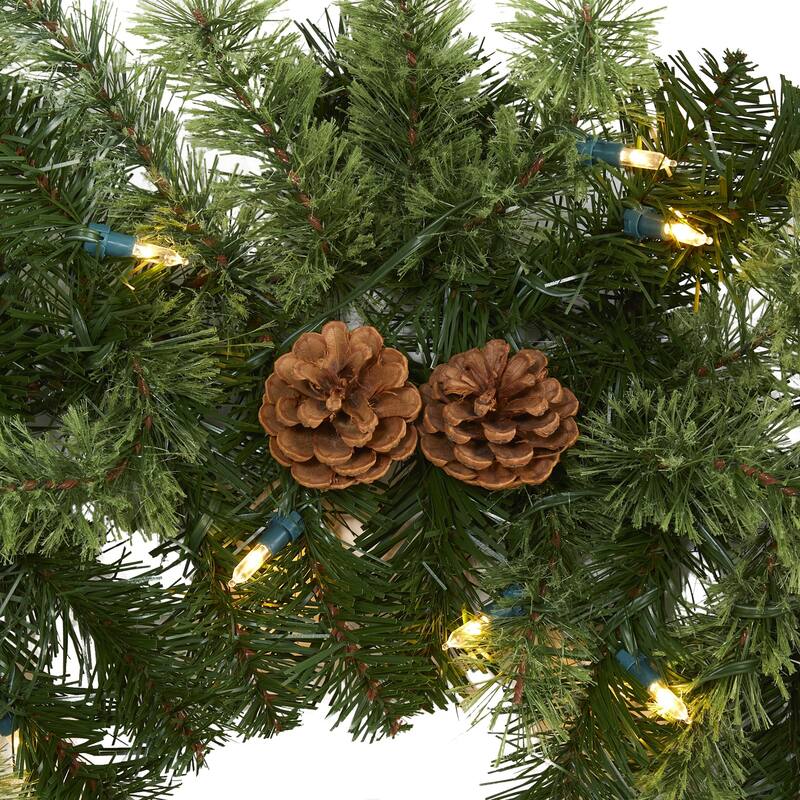 6' x 10” Pre-Lit Pinecone Artificial Christmas Garland, Clear LED Lights