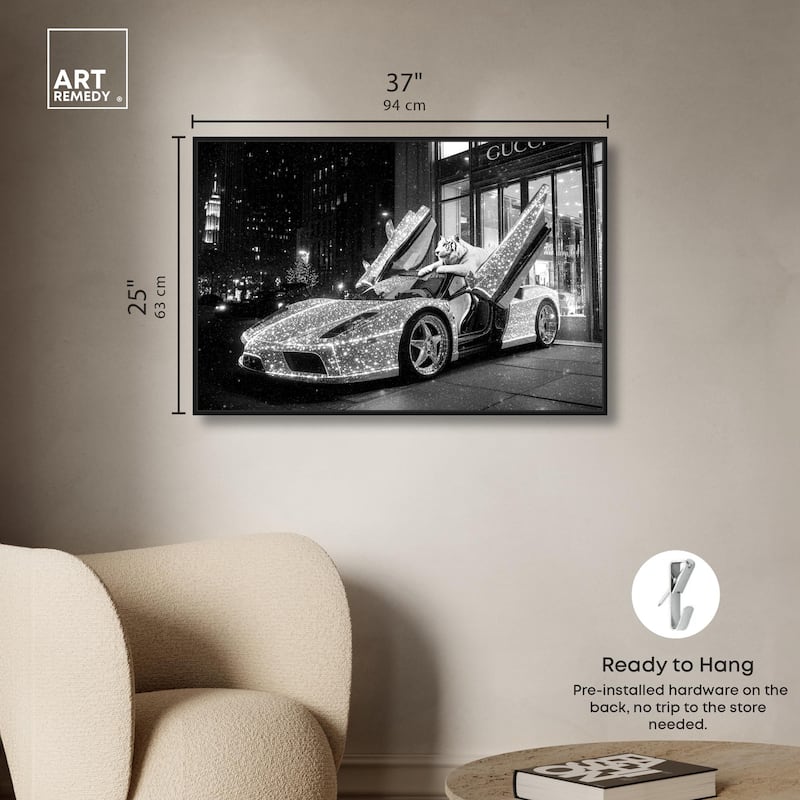 Glistening Tiger and Car Canvas by Art Remedy