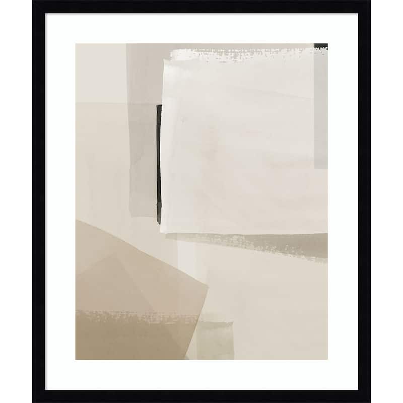 Muted Layers of Geometric Calm by Hazel J Wood Framed Wall Art Print - Svelte Noir Black