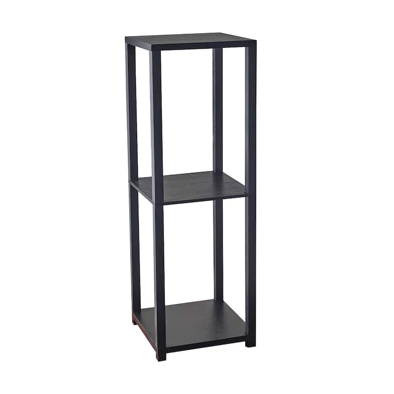HomeRoots 28" Black Square End Table With Two Shelves
