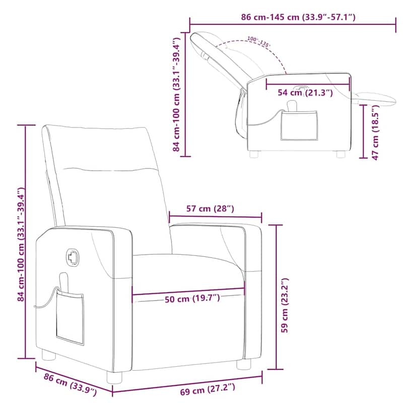 vidaXL Massage Recliner Chair Dark Grey Fabric