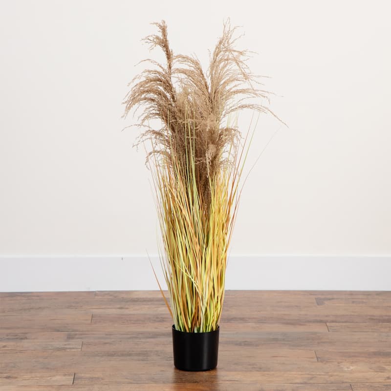Dried Pampas Grass Artificial Plant with Planter - 4'
