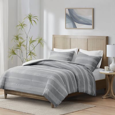 Madison Park Hendry 3 Piece Clipped Jacquard Duvet Cover Set (Insert Excluded)
