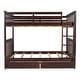 preview thumbnail 13 of 34, Full over Full Size Bunk Bed with Ladders, Solid Wood Kids Storage Bed Frame with 2-Storage Drawers for Bedroom, Walnut