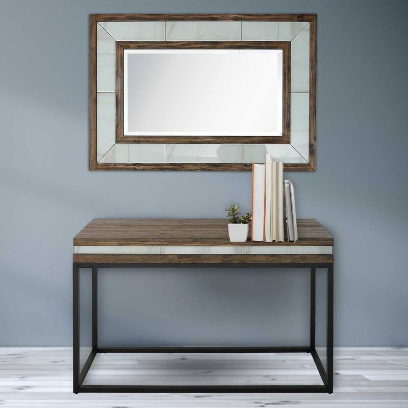 Brown Wood Rectangular Console Table with Black Iron Frame Base - 47.2” L x 15.7” W x 29.5” H