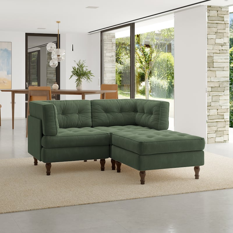 Oversized Sofa Corduroy Tufted Modular Sectional Set