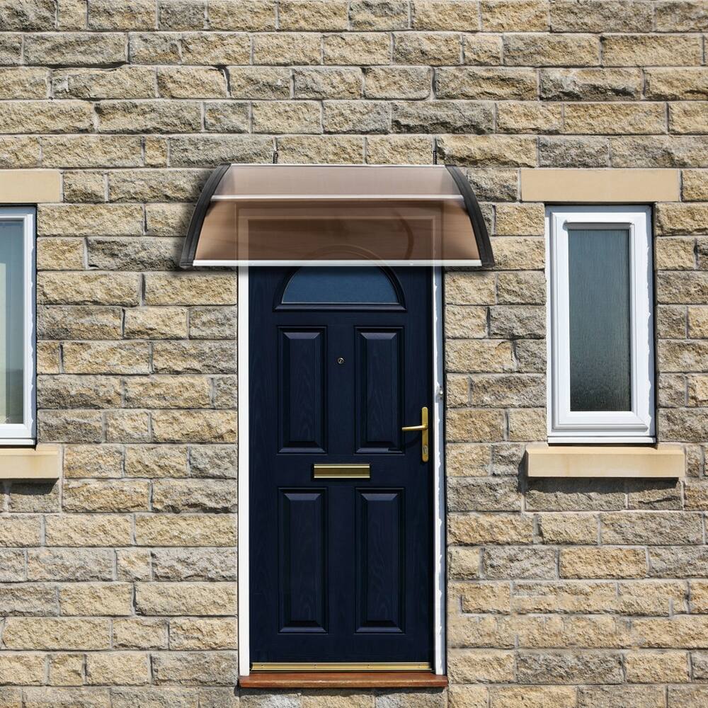 100 x 100 cm Door & Window Rain Cover Eaves Brown Board & Black Holder