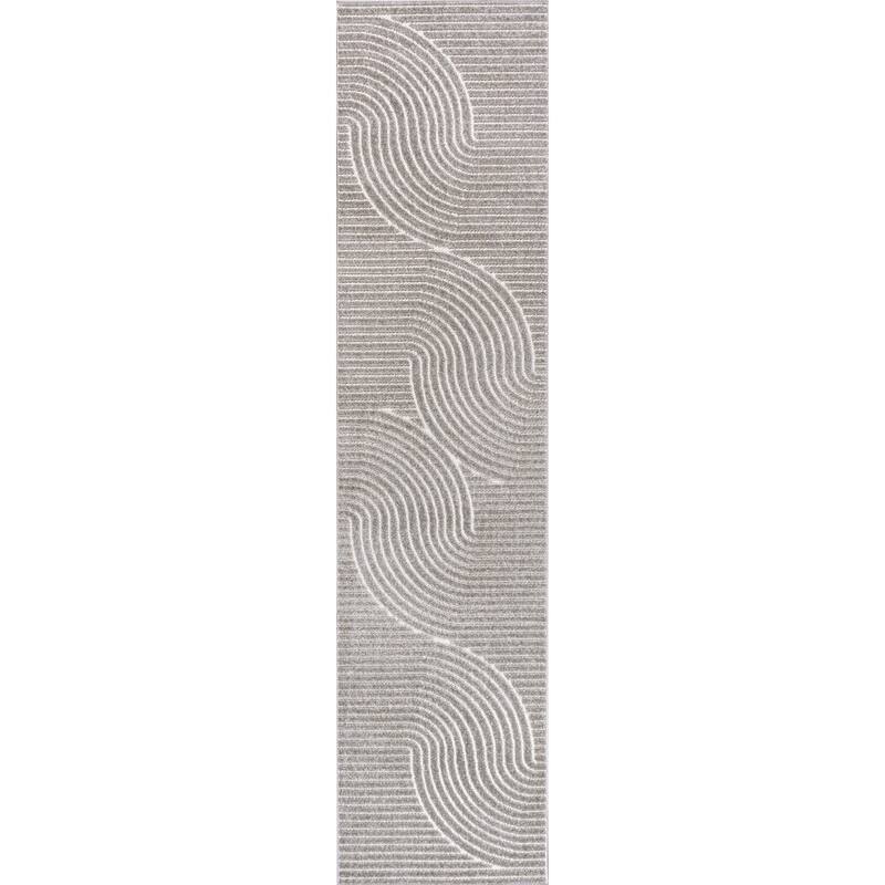 JONATHAN Y Odense Minimalist Curve Geometric Gray/Ivory Area Rug - 2 X 8 - Gray/Ivory