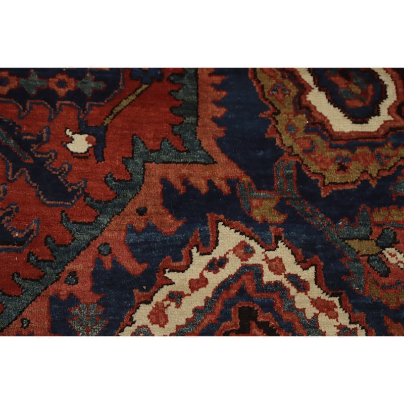 Hand Knotted Oriental 100% Wool Carpet Traditional Medallion Oranges & Rust Heriz (serapi) Area Rug - 11' 5'' X 8' 8''
