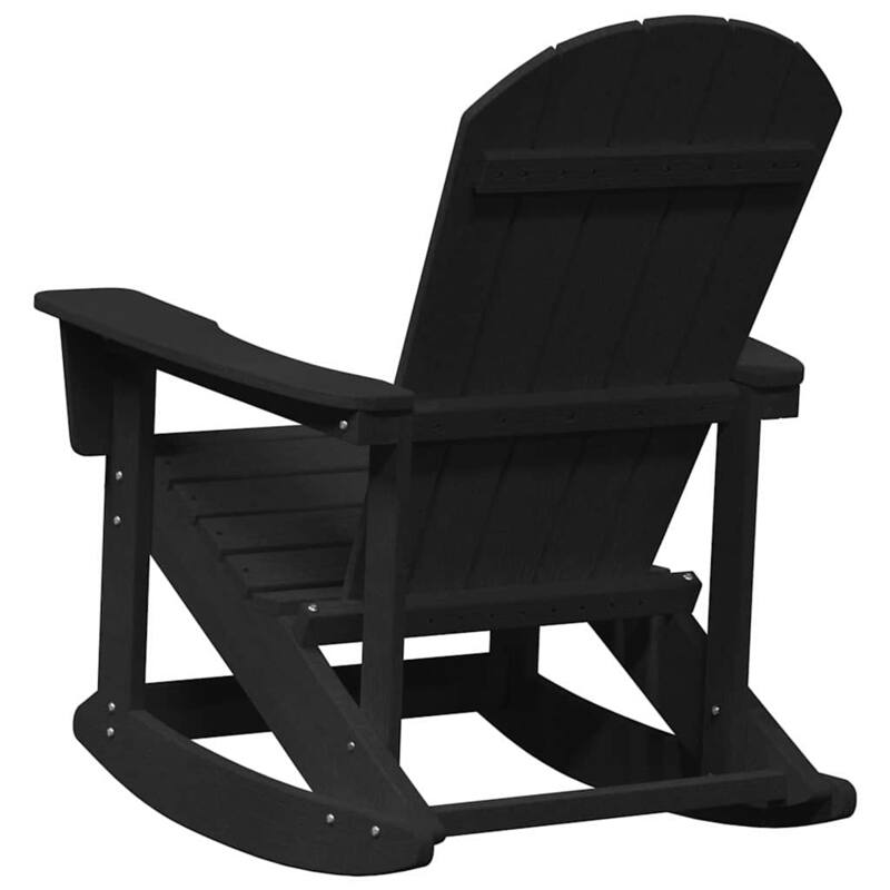 vidaXL Adirondack Rocking Chair Black 73.5 x 92 x 90cm HDPE - 28.9 x 36.2 x 35.4 in