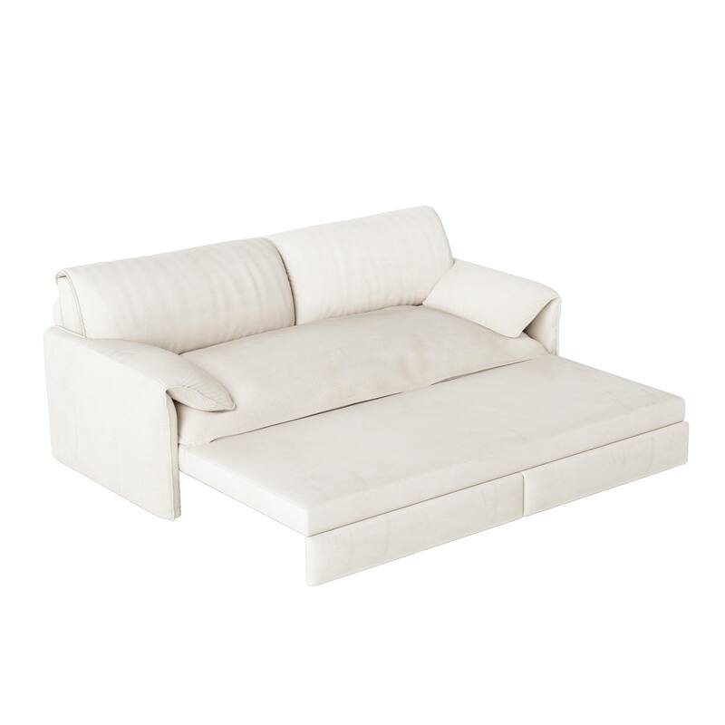 66" Queen Pull Out Sofa Bed, 3-in-1 Convertible Sleeper Sofa with Side Storage,Multi-Functional Velvet Loveseat Bed