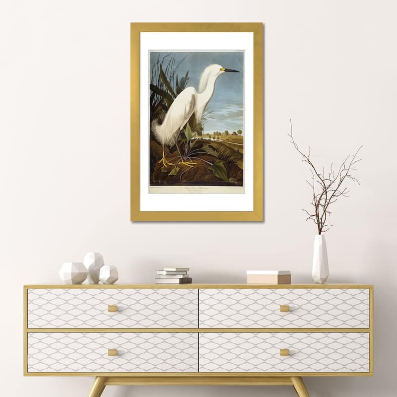 iCanvas "Snowy Heron Or White Egret / Snowy Egret " by John James Audubon