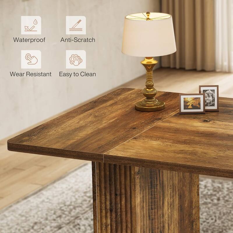 70.1-Inch Executive Desk, Large Computer Office Desk with Sturdy Fluted Pedestal