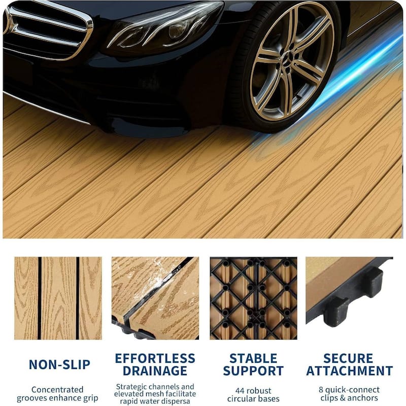 48-Pack 12"X12" Waterproof Interlocking Patio Flooring Composite Deck Tiles for Indoor & Outdoor Use