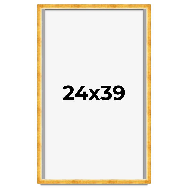 24x39 Shadow Box Frame Gold | 1.625 Inches Deep Real Wood Traditional