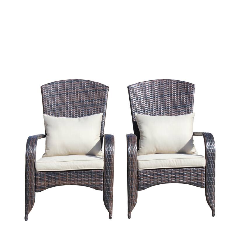 2 PCS Patio Wicker Chair with Cushions and Legs