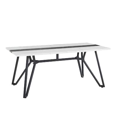 70.9"Rectangular Large Dining Table, Marble Grain Waterproof Large Desk for 6 People， NO CHAIRS