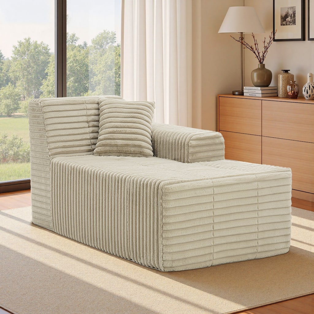 32" W No Assembly Required Plush Corduroy Chaise