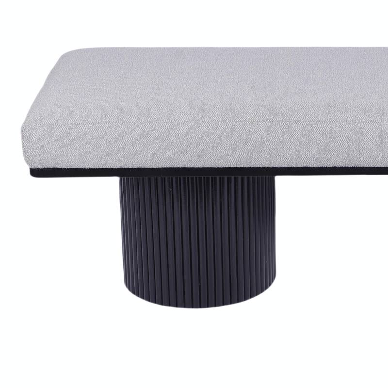 Contemporary Upholstered Bed-End Bench with Black Chunky Legs