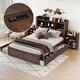 preview thumbnail 19 of 32, Full Size Storage Platform Bed with Trundle and Pull-Out Shelves, White
