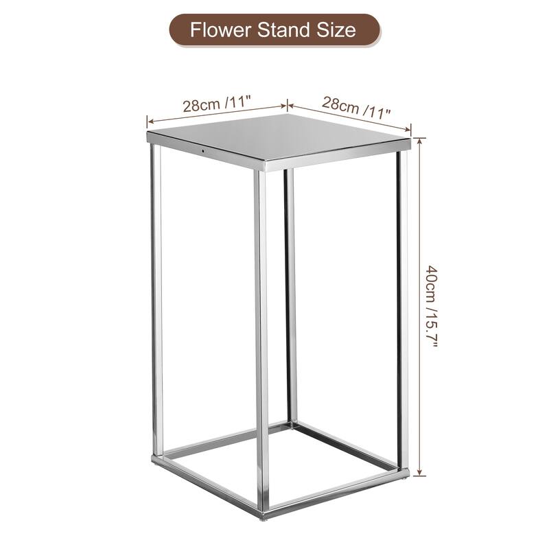 Wedding Flower Stand Vase Column, Metal Flower Rack 2Pcs - Silver Tone - 22*22*40cm