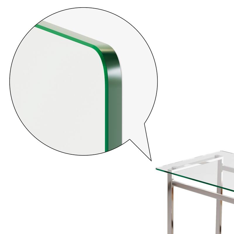 51" Modern Minimalist Rectangular Glass Dining Table for 4-6, 0.31" Tempered Glass with Silver Chrome Metal Legs - Transparent