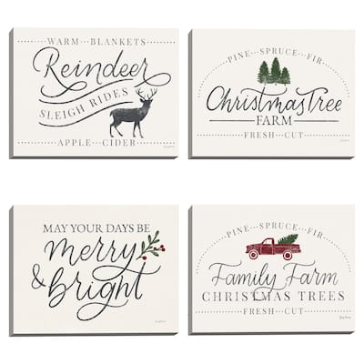 Vintage Christmas III, V, VII, Vintage Christmas Sign I Canvas Art Prints